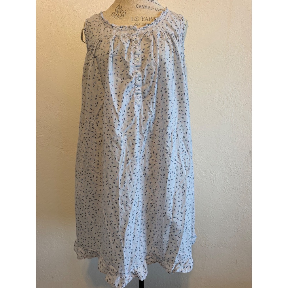 Adonna Sleepwear Light Blue Floral Ruffle Sleeveless Nightgown Size XL